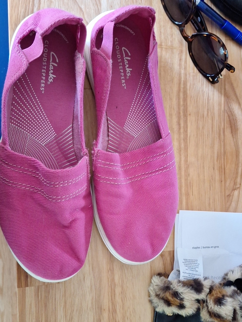 Pink slip-on canvas shoes